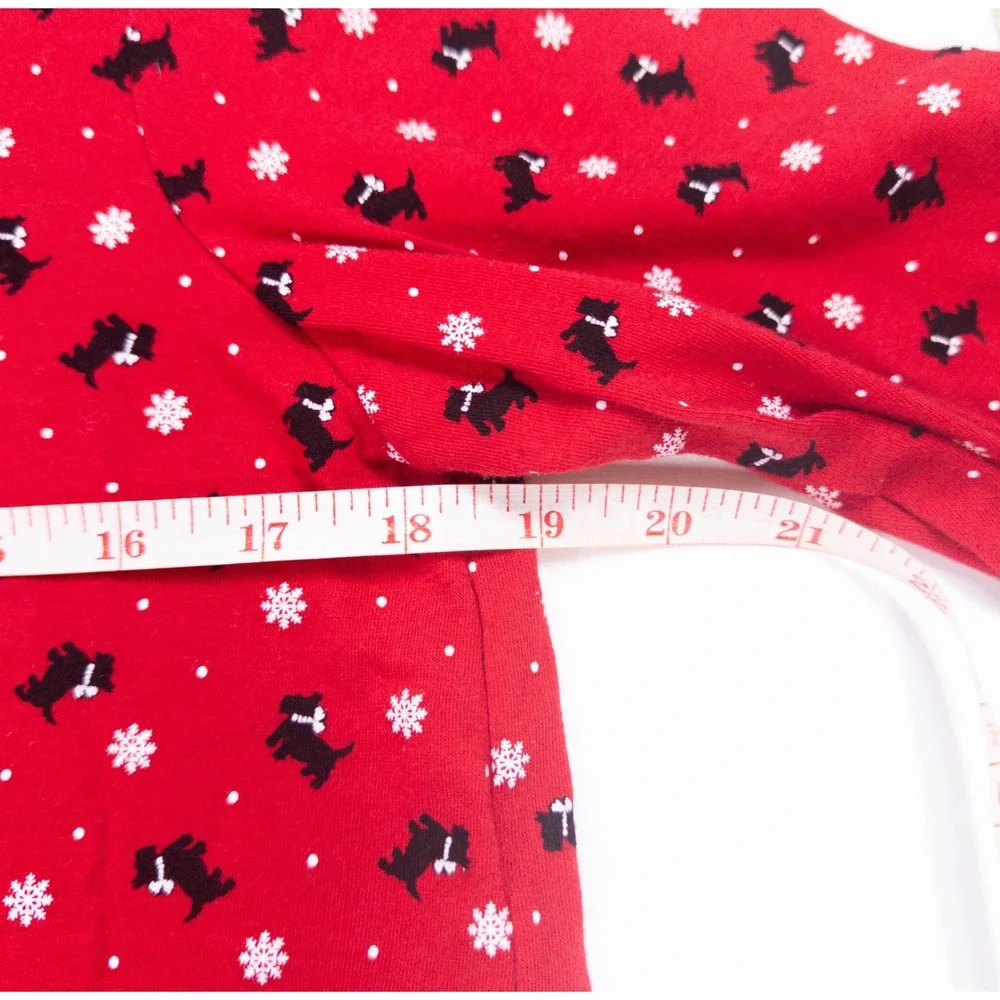 90s Womens Red Scottie Dog Print Turtleneck White Stag Long Sleeve Top L/G - Picture 4 of 8